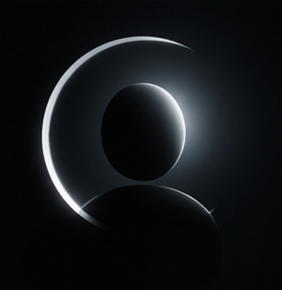 Unknown pfp cool white crescent glow surrounding a dark default profile icon.