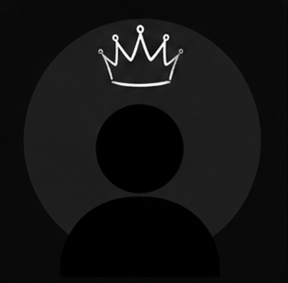Unknown user pfp with a white crown drawing over a black default profile silhouette.