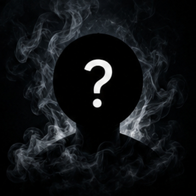 Unknown pfp cute round default silhouette with a white question mark and smoke background.