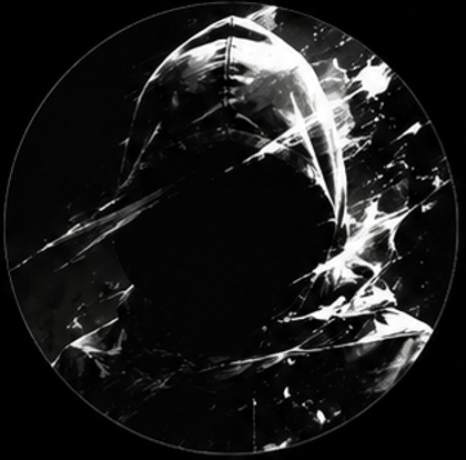Anime boy pfp black and white dark emo character wearing a hoodie with abstract splash.