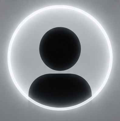 Unknown pfp white grey background with a black default user profile avatar and neon ring.