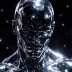 Silver Surfer 4k image with detailed chrome reflections on dark background.