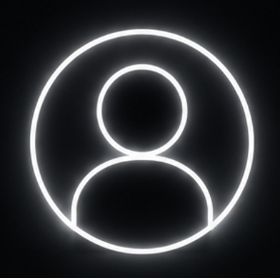 Unknown pfp white neon outline of a default user profile icon.
